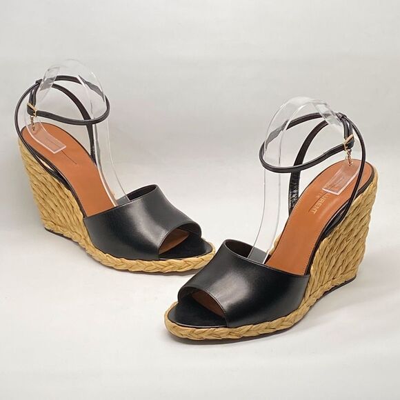Saint Laurent Paloma 95 leather espadrille wedge sandals size 42 - Picture 1 of 16